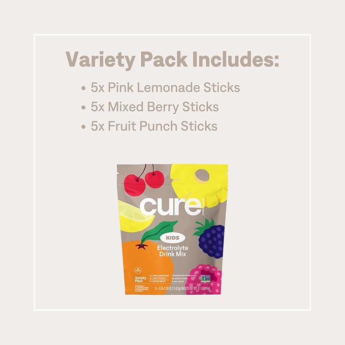 Cure Hydration - Kids Electrolyte Drink Mix | Plant-Based Pediatrician Formulated Rehydration | No