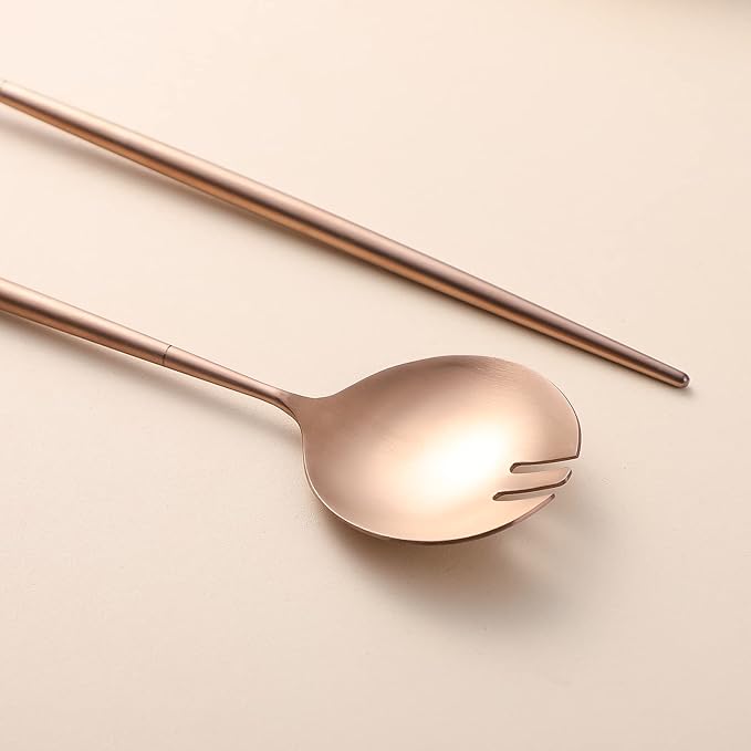 Salad Servers,Spoon and Fork Set 11.41 inch,18/10 Stainless Steel Salad Serving Titanium Plating