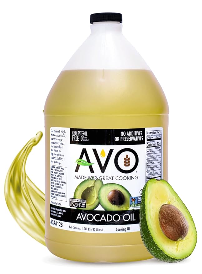 AVO NON GMO 100% Avocado Oil, 1 Gallon 128 Fl-oz, NO Preservatives Added