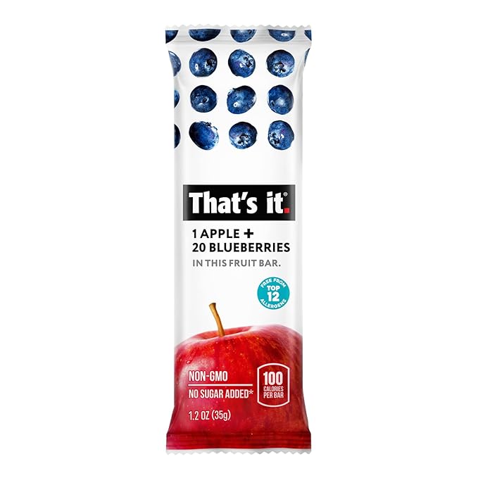 That's it. Apple + Blueberry 100% Natural Real Fruit Bar, Best High Fiber Vegan, Gluten Free