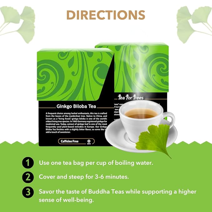 Buddha Teas - Ginkgo Biloba - Organic Herbal Tea - For Cognitive Balance & Overall Health - With