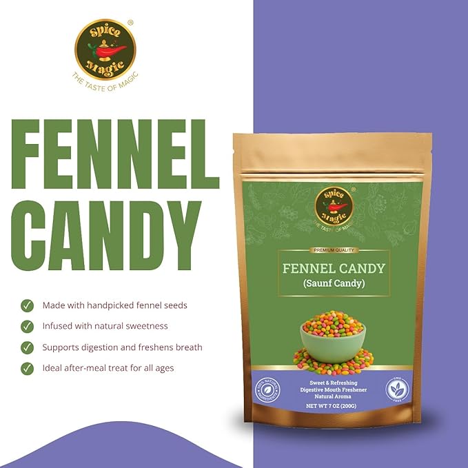 Spice Magic Fennel Candy ??7 oz (200g) | Sweet & Refreshing Mouth Freshener | Traditional Indian