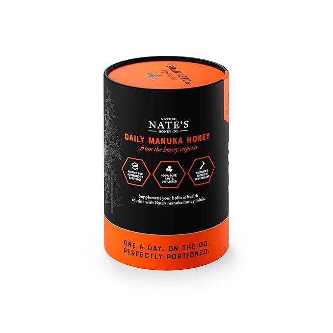 Nate's Manuka Honey Minis - 30 count Single-serve, Pure Manuka Honey - MGO 83+ | UMF 5+ Certified