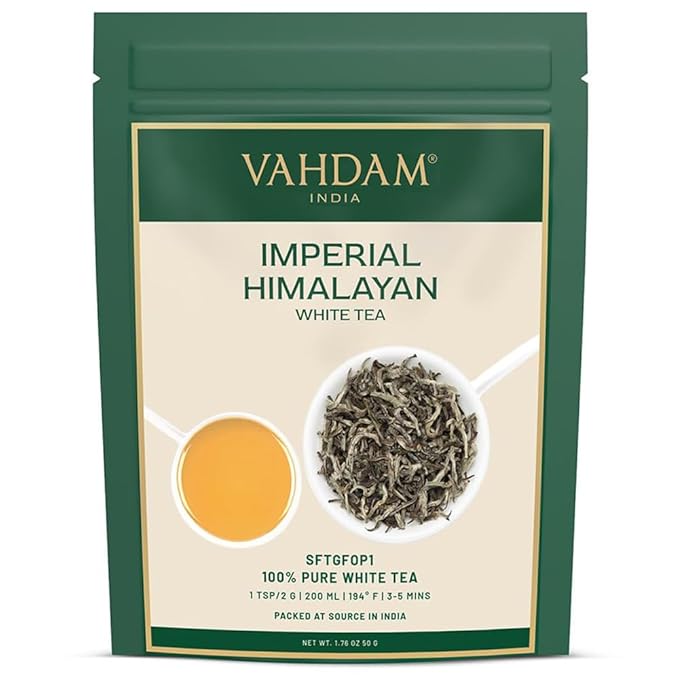 VAHDAM, Imperial White Tea Leaves From Himalayas (25 Cups/1.76oz) High Elevation Grown, White Tea