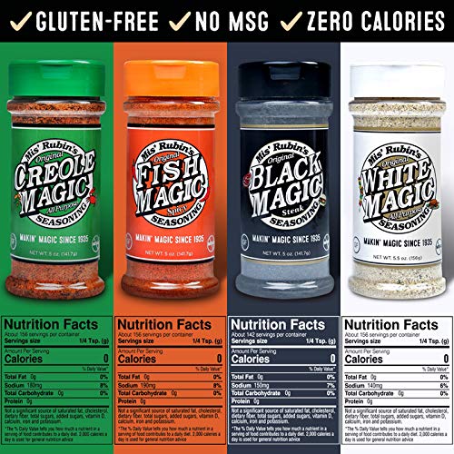 Mis Rubins Magic Seasoning Variety Pack - Black Magic, White Magic, Creole Magic, Fish Seasoning |