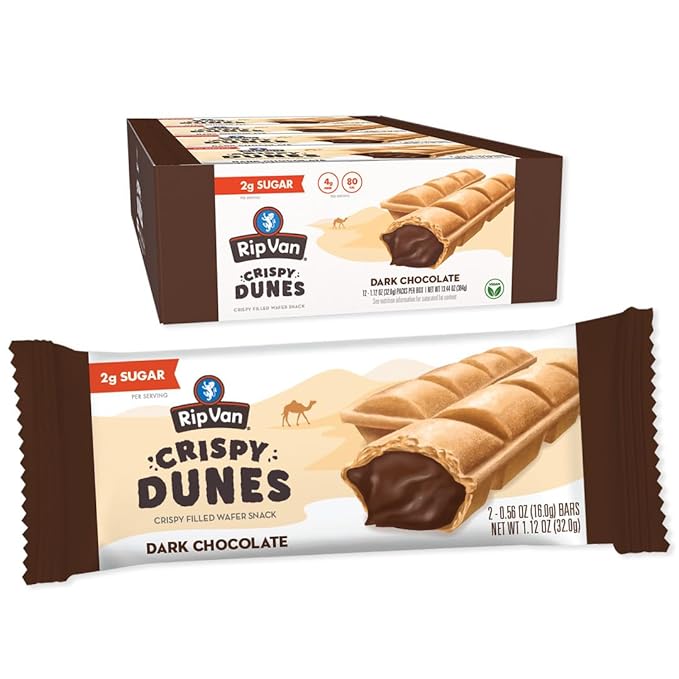 Crispy Dunes Vegan Dark Chocolate Wafer Sticks ??Low-Calorie Snack with Dark Chocolate Cream