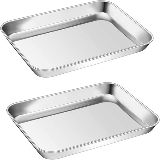 P&P CHEF 9 Inch Baking Cookie Sheet, Oven Pan Tray Stainless Steel Sheet Pan for Kitchen, Oven