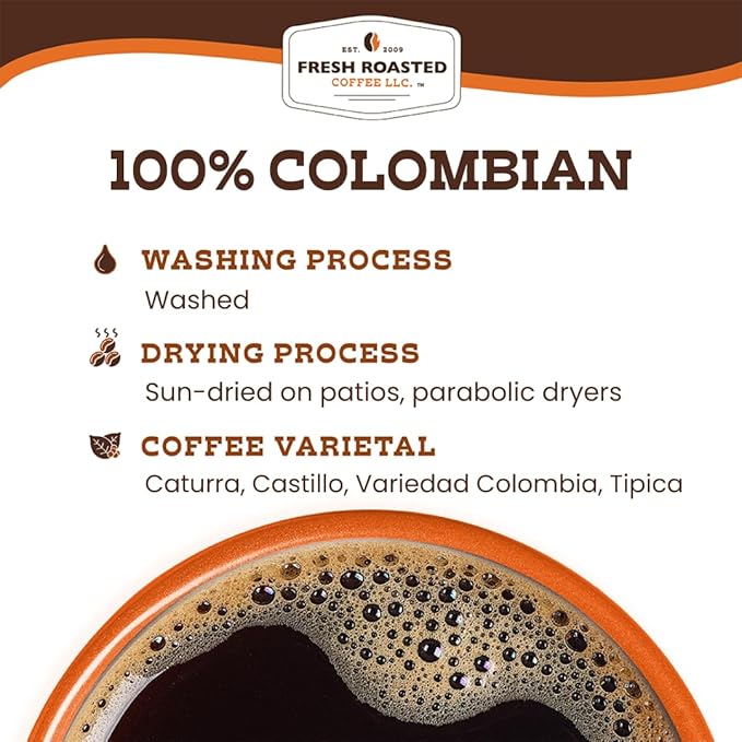 Fresh Roasted Coffee, Colombian, Medium Roast, 96 Pods for K Cup Brewers