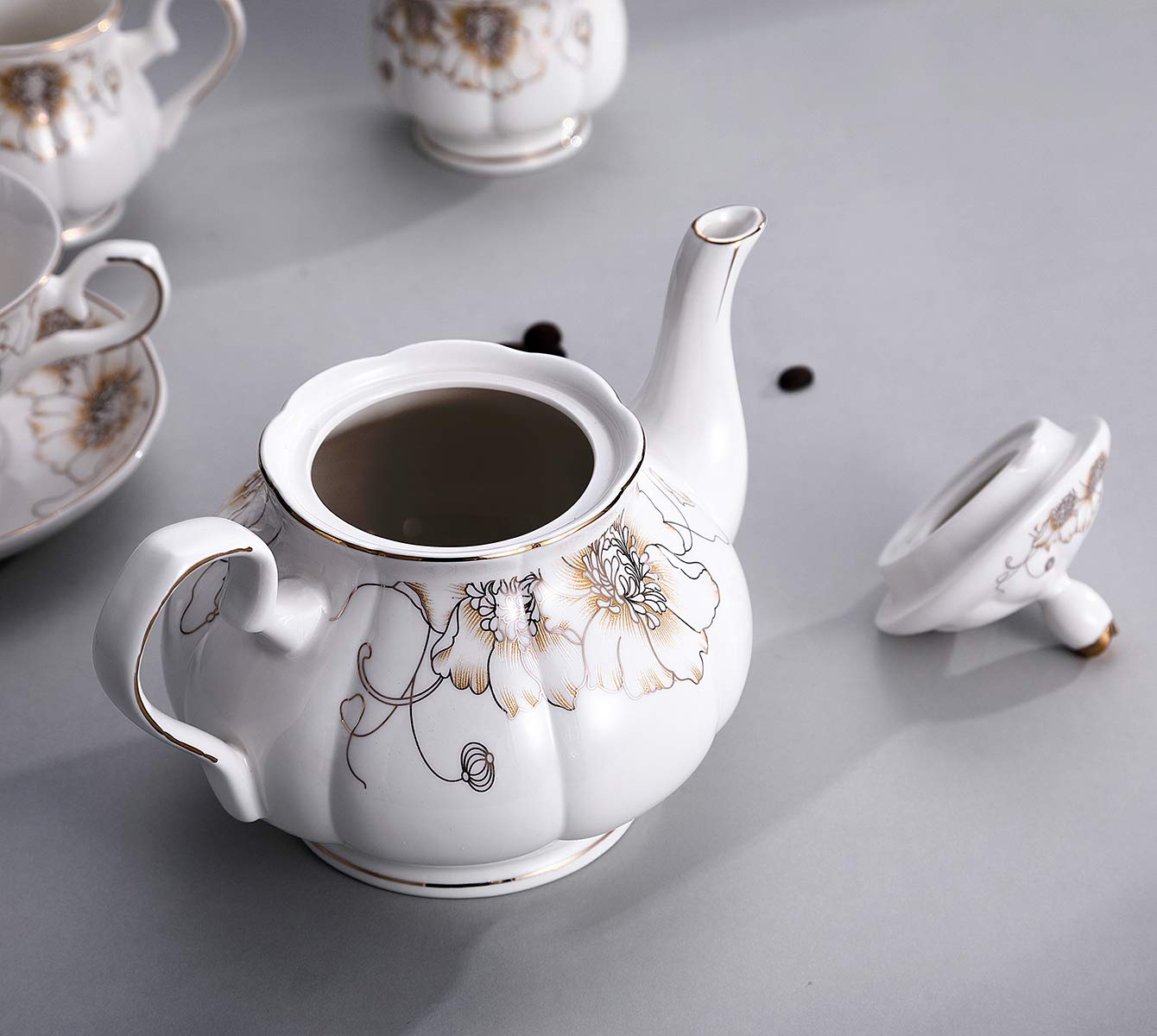 CHENP.HMC Tea Set 22-Piece Porcelain Ceramic Coffee(Chrysanthemum)