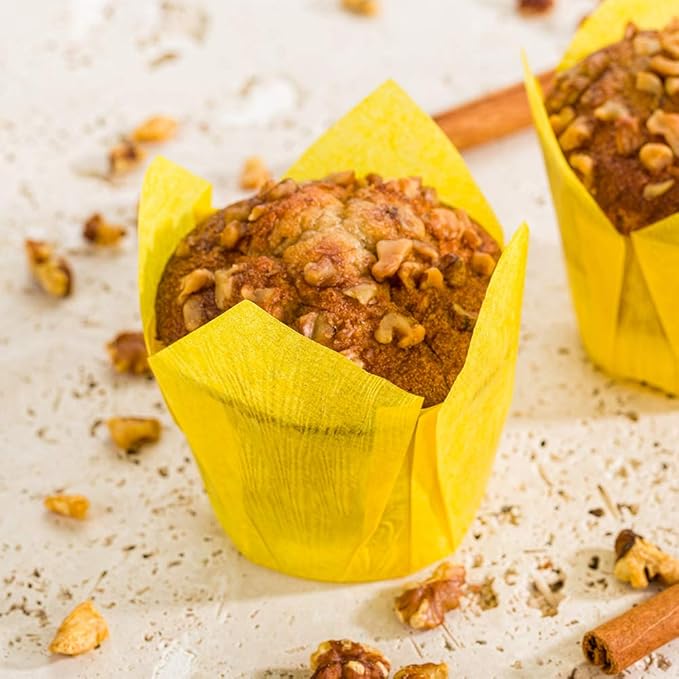 Restaurantware Panificio Premium 4 oz Yellow Paper Tulip Baking Cup: Paper Baking Cups Perfect for