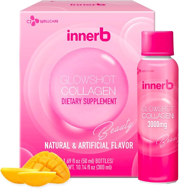CJ Wellcare Innerb Glowshot Collagen (10.1 fl oz, 6 Servings) - Marine Liquid Collagen for Women
