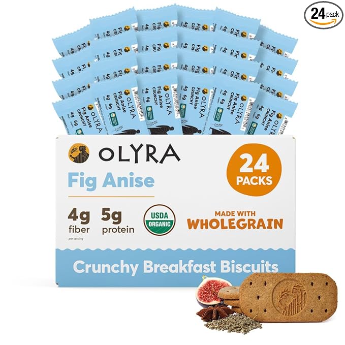 Olyra Organic Breakfast Biscuits - Fig Anise - Healthy Snacks for Adults - Office Snacks - Healthy