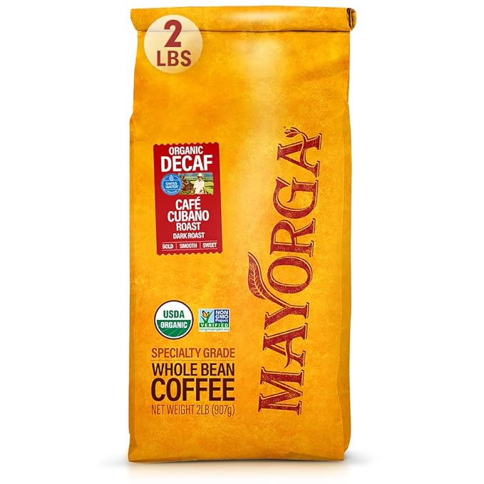 Mayorga Decaf Coffee 2lb Bag Dark Roast Organic Swiss Water Decaffeinated Cubano Roast Coffee