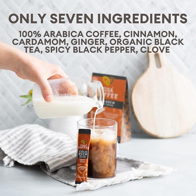 Cusa Tea & Coffee, Dirty Chai Cold Brew. Premium Instant Coffee, Rainforest Alliance Certified
