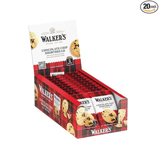 Walker's Shortbread Chocolate Chip Cookies, All-Butter Shortbread Cookies, 1.4 Oz Snack Packs (Pack