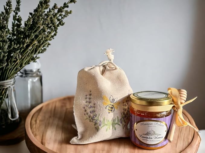 Maison Peltier 100% Unpasteurized French Raw Lavender Honey 8.8 oz - Luxury Gift Set with Wooden