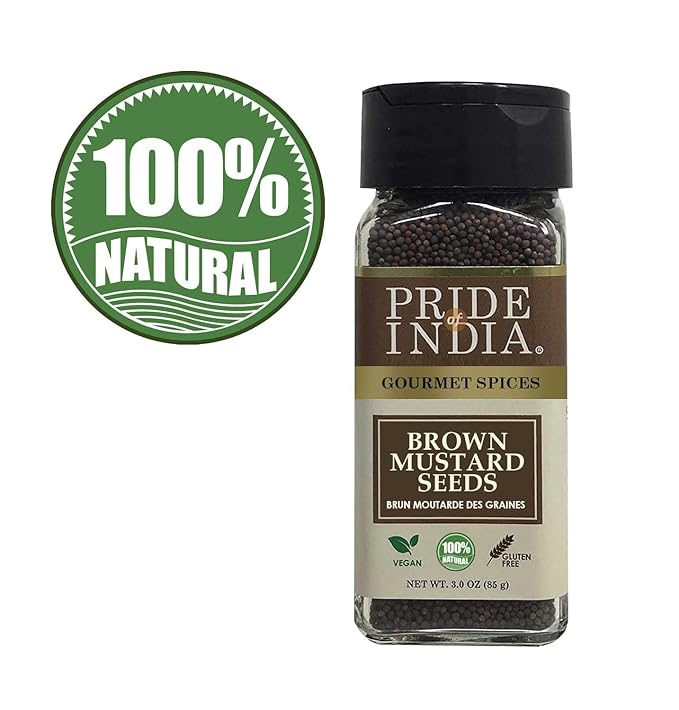 Pride of India – Brown Mustard Seed Whole – Gourmet Indian Spice – Hot & Spicy Flavor – Ideal