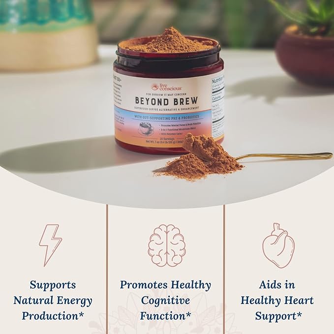 Live Conscious Beyond Brew - Superfood Coffee Alternative - Low Caffeine - Powerful Mushroom