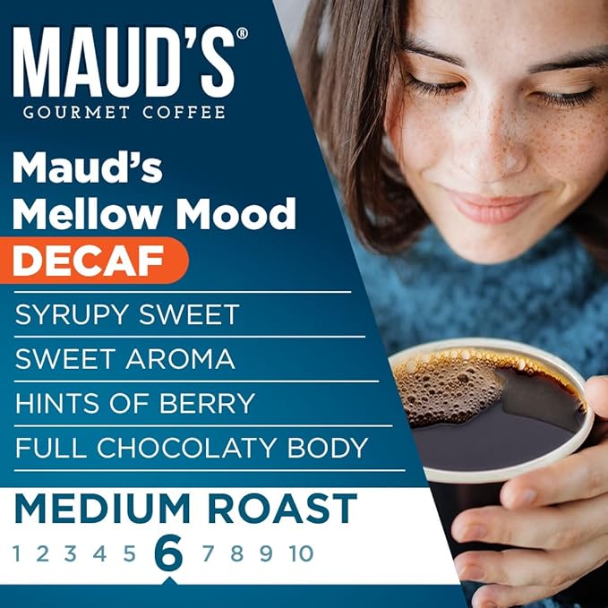 Maud's Decaf Medium Roast Coffee Pods, 18 ct, Decaffeinated Coffee in Recyclable Single Serve Pods