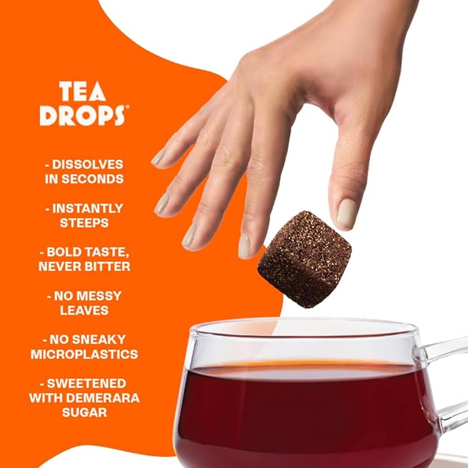 Tea Drops 30 Bulk Pack Thai Tea Bagless Tea - Loose Leaf, Lightly Sweetened, On-The-Go.
