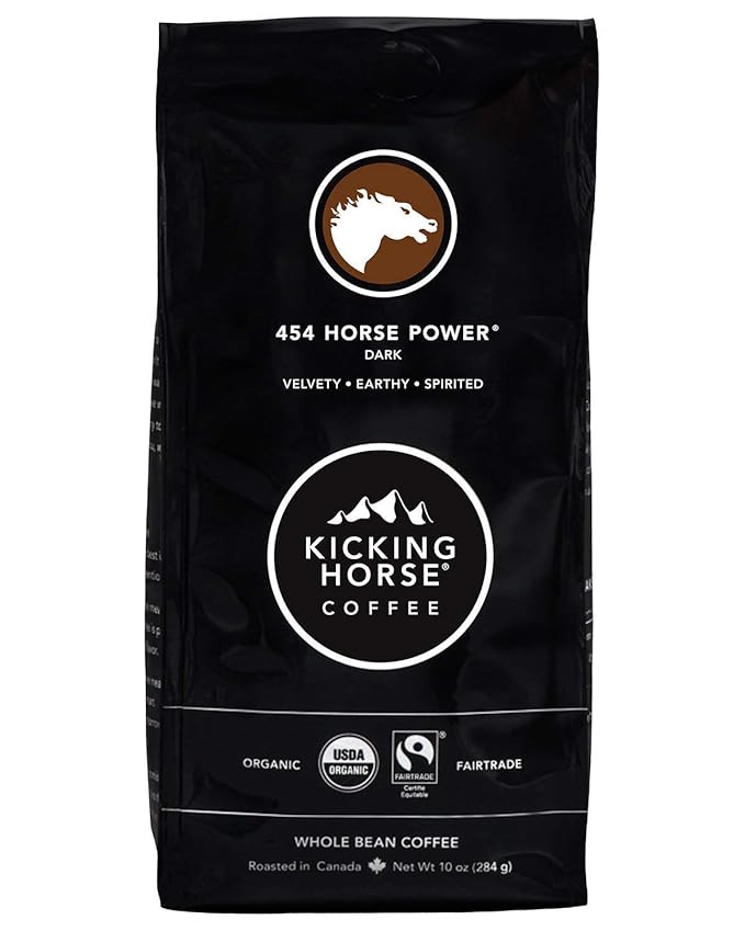 Kicking Horse Coffee, 454 Horse Power, Dark Roast, Whole Bean, 10 oz - Certified Organic