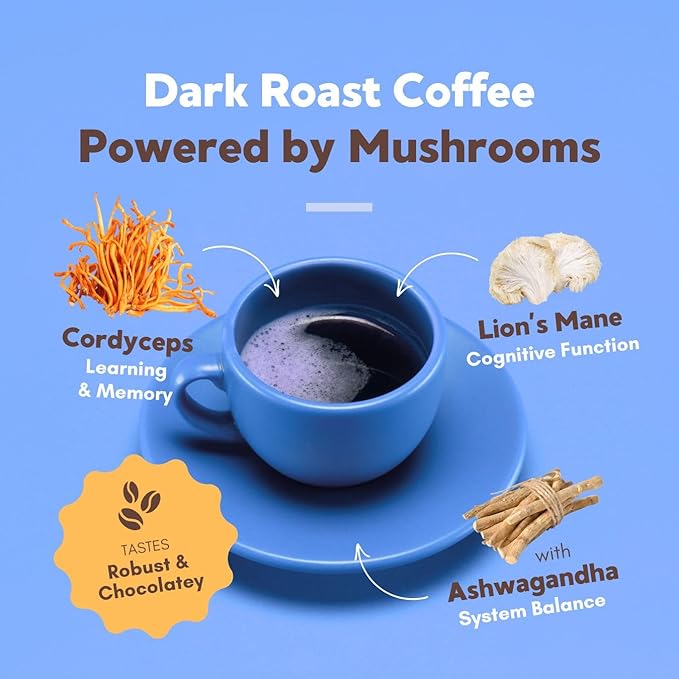 360 Nutrition Instant Mushroom Coffee with Cordyceps, Lion?™s Mane Superfood Mushrooms and