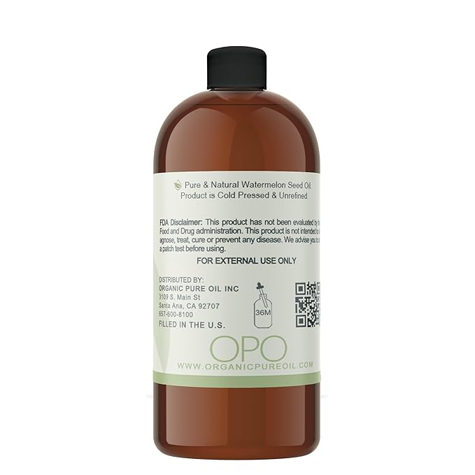 Watermelon Seed Oil - 32 oz - 100% Pure, Unrefined, All Natural, Non GMO, Bulk, Organically
