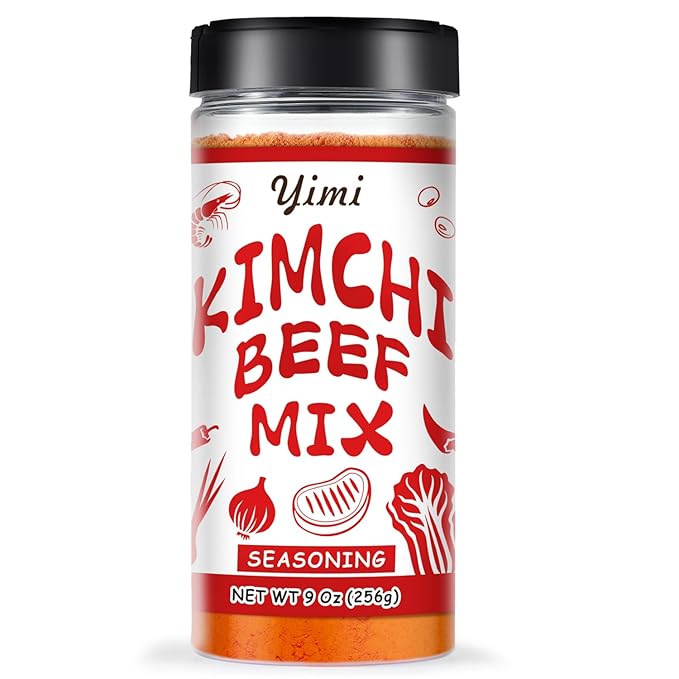 Yimi Kimchi and Beef Seasoning Mix, Spicy Flavor, Finely Ground Powder for Stew, Soup, Noodles