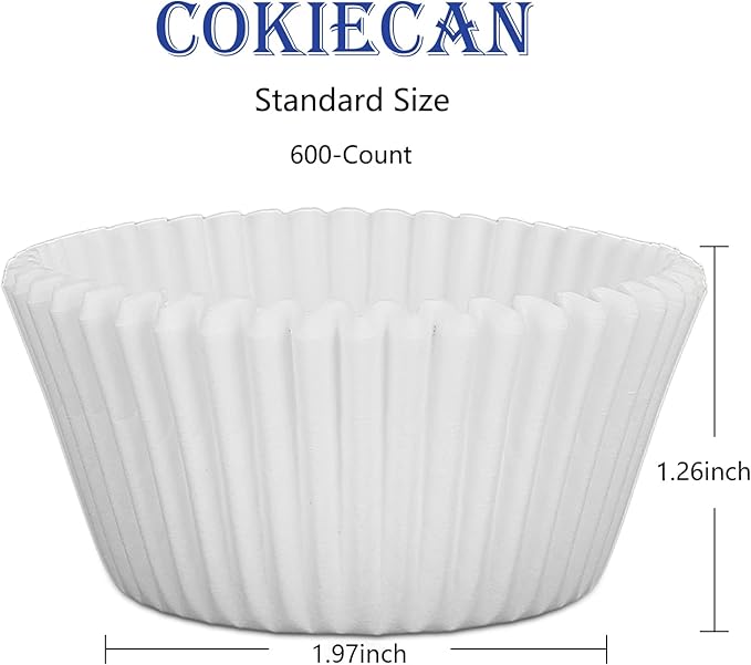 600 Pcs White Cupcake Liners Standard Size Baking Cups Food-Grade Greaseproof Paper Muffin Liners