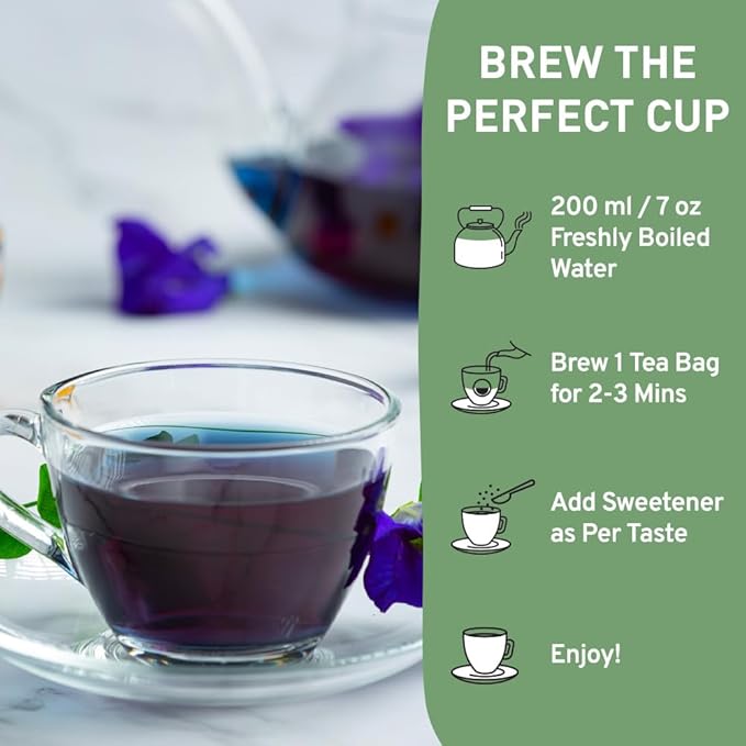 HANDPICK, Butterfly Pea Flower Tea (100 Herbal Tea Bags) | Caffeine Free, Non GMO | Premium Dried