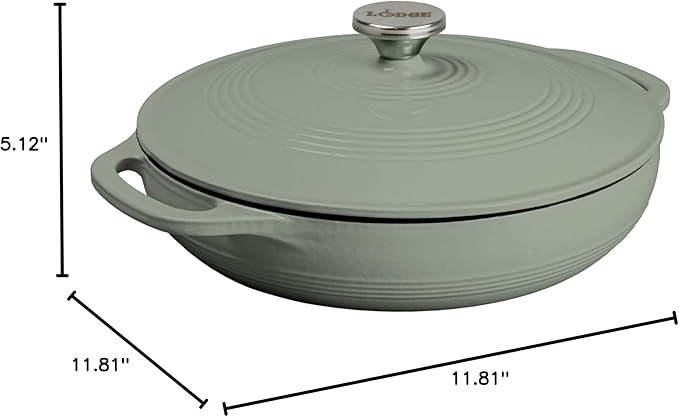 Lodge 3.6 Quart Enameled Cast Iron Covered Casserole with Lid ??Dual Handles ??Oven Safe up to