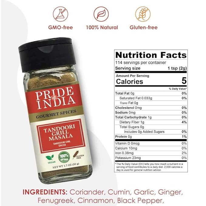 Pride of India – Tandoori Grill Masala – Blend of Exotic & Gourmet Spices – Ideal for Vegetable