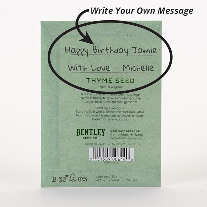 It's Birthday Thyme - Thyme Seed Packets - 25 Packets - Herb Seeds - Garden Seed to Grow Live
