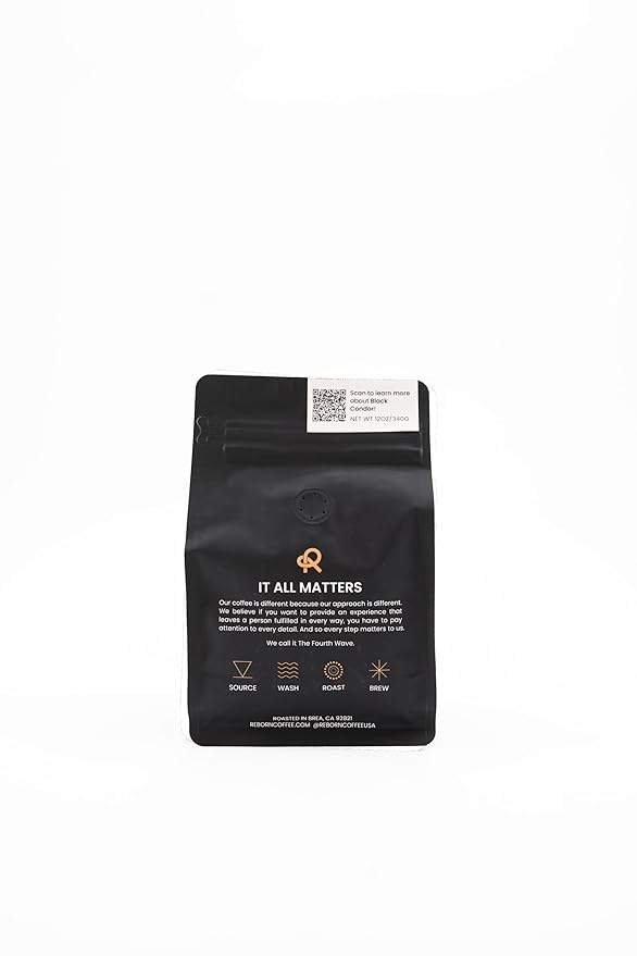 Reborn Coffee Specialty Whole Bean Coffee, Medium Roast, 12 Ounce, Colombia Black Condor Tolima