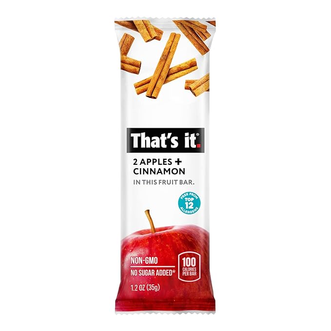 That's it. Apple + Cinnamon 100% Natural Real Fruit Bar, Best High Fiber Vegan, Gluten Free Healthy