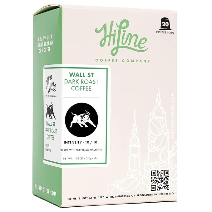 HiLine Espresso Coffee Pods, Dark Roast Coffee, 20 Count (Pack of 1), Single Cup Espresso Capsules
