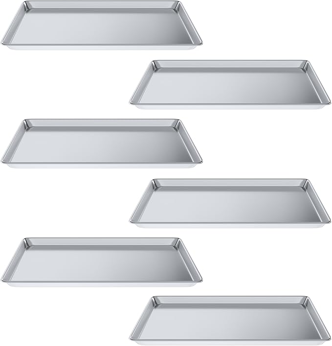 Pack of 6 | 18 in. x 26 in. Full Size Aluminum Bun. / Sheet Pan | Ideal for baking, roasting