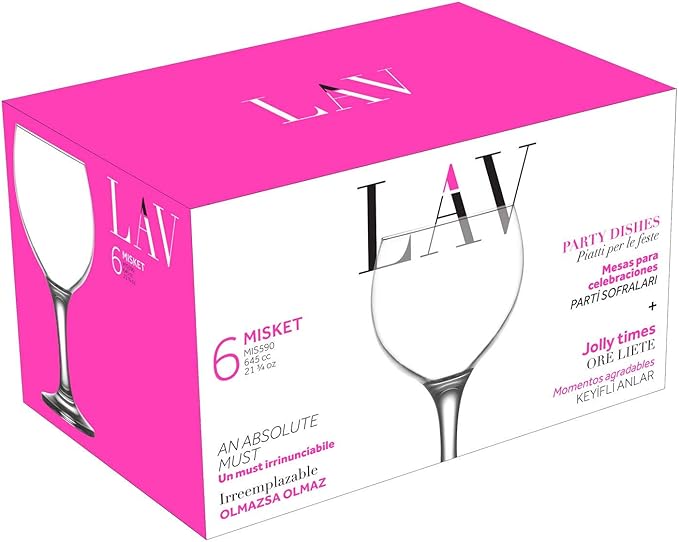 LAV Gin and Tonic, Aperol Spritz Glass Set 6-Piece, Clear Balloon Wine Glasses for Red Wine and