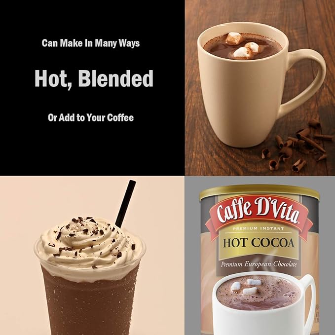 Caffe D'Vita Hot Cocoa Mix - Hot Chocolate Mix, Gluten Free, Low Fat, No Cholesterol, No