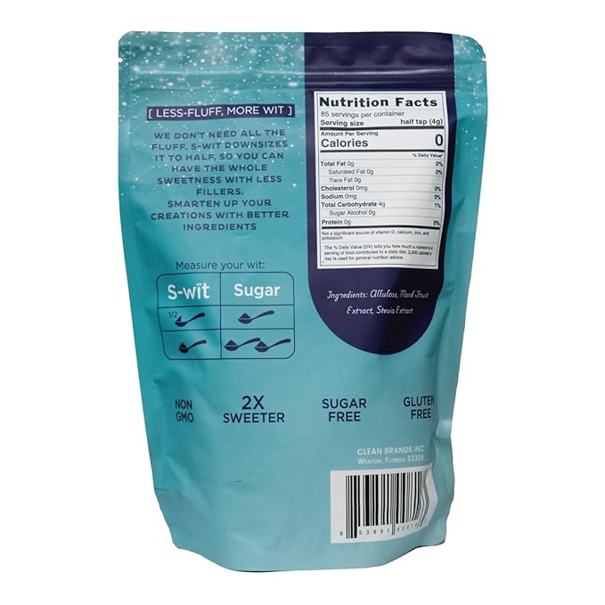 S-wit - Allulose, Monk Fruit & Stevia Blend, 2X Sugar Replacement, Natural Sweetener, Zero-Calorie
