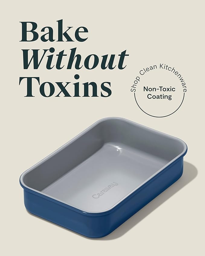 Caraway Nonstick 9” x 6.5” Small Rectangle Baking Pan Duo – Non-Toxic, PTFE & PFOA Free
