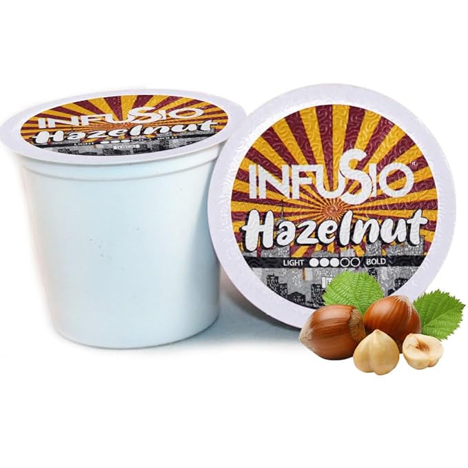 InfuSio Hazelnut Coffee Pods, Single Serve Coffee Pods for Keurig K Cups Brewers - Premium Roasted