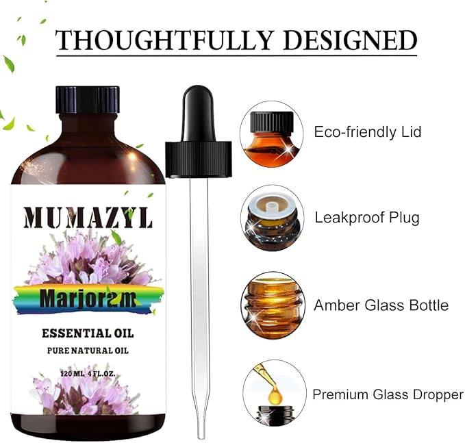 Marjoram Essential Oil, Marjoram Oil 4 Fl Oz 120ML for Diffuser Humidifier Yoga Cleaning DIY Candle