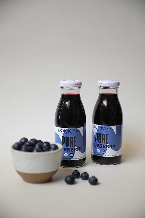 Pomona Organic Juices Pure Blueberry Juice, Cold Pressed Organic Juice, Non-GMO, No Sugar Added