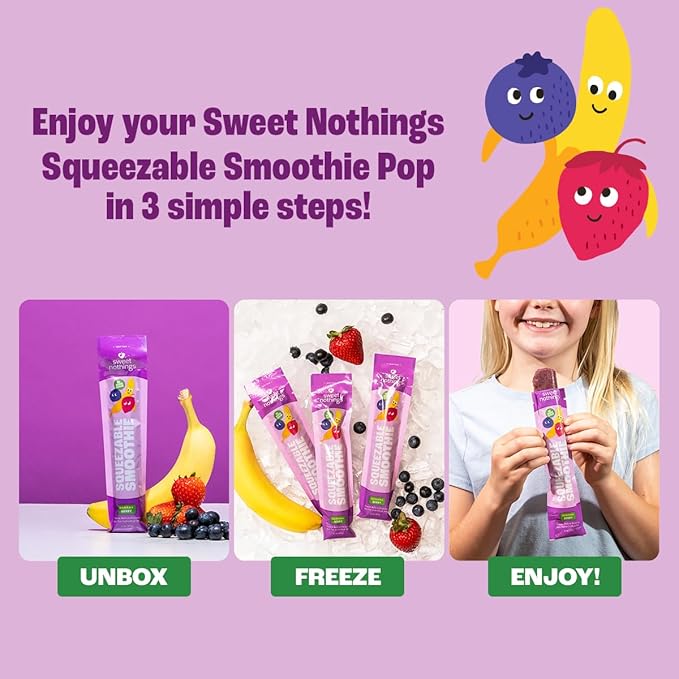 Sweet Nothings, Banana Berry, USDA Organic Kids' Squeezable Fruit Smoothie Popsicle Pops, Value