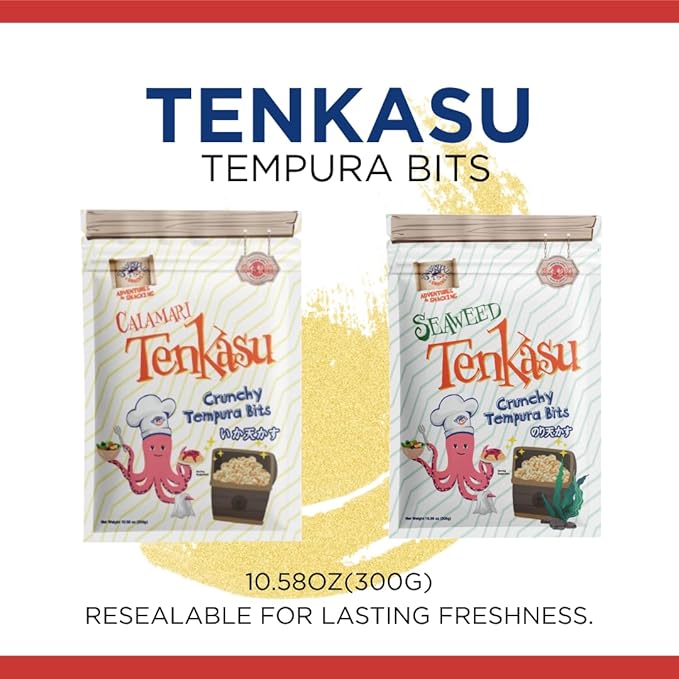 Calamari Tenkasu Tempura Bits 10.58 Ounce x 12 Pack, Authentic Japanse Snack by Swashbuckle Snacks
