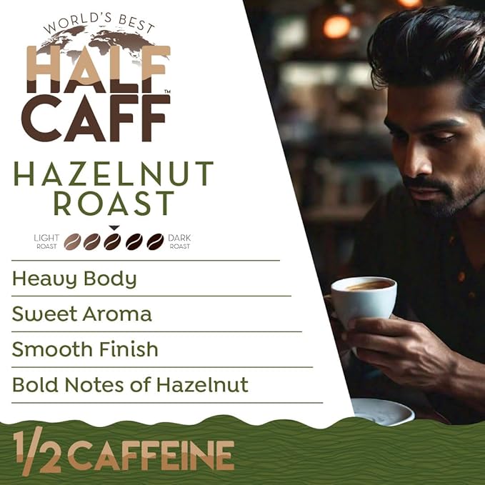 World's Best Half Caff Hazelnut Coffee Pods, 18 ct, Medium Roast Flavored Coffee in Recyclable