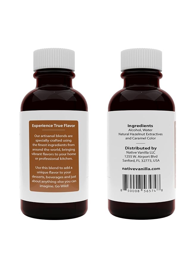 Native Vanilla - Pure Hazelnut Flavor - 4 Fl Oz - Pure Flavors and Extracts - Perfect for Cooking