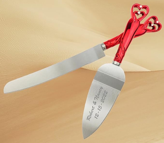 GIFTS INFINITY Personalized Wedding Cake Knife and Server Set Free Engraving - Valentine's