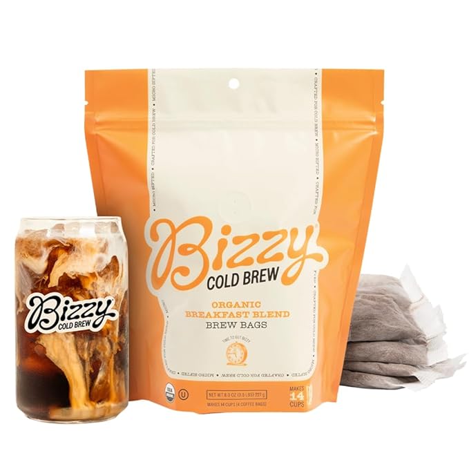 Bizzy Organic Cold Brew Coffee | Breakfast Blend | Coarse Ground Coffee | Medium-Light Roast |